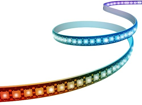 CUQI WS2812B LED Streifen, Individuell Adressierbar 5050 SMD 256 RGBIC LED Stripe für DIY-Design und Heimdekoration(Schwarz, 144LEDs/1M)