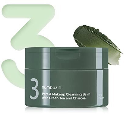 numbuzin No.3 Reinigungsbalm mit grünem Tee und Holzkohle, schnelle & einfache Reinigung, reduziert Mitesser, ohne Duft, 70 ml