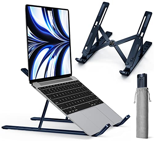 ivoler Laptop Stand, Laptop Holder Riser Computer Tablet Stand, 6 Angles Adjustable Aluminum Ergonomic Foldable Portable Desktop Holder Compatible with MacBook,iPad, HP, Dell, Lenovo 10-15.6” Midnight