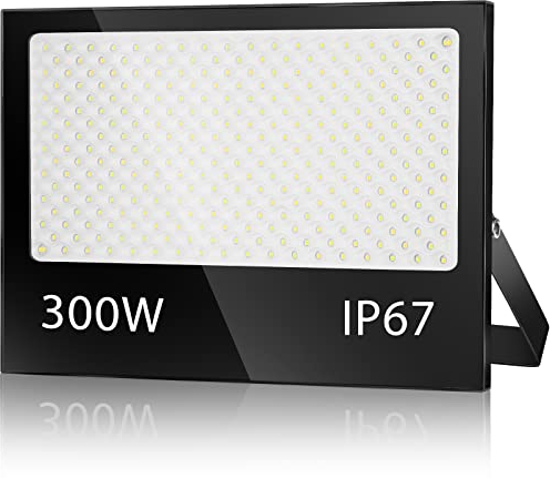 VRFMALIY 300W Projecteur LED Exterieur, Spot LED Extérieur Blanc Froid 7000K, 30000LM IP67 Imperméable Eclairage de Sécurité LED,Luminaire Exterieur, pour Terrasse, Patio, Chemins, Stades, Usines