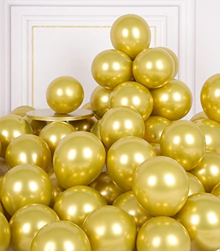 AULE Kleine Luftballons Gold Metallic: 50 Stück 5 Zoll Luftballon Klein Goldene Helium Ballons Latex Ballon für Graduation Jahrestag Junggesellenabschied Geburtstag Deko