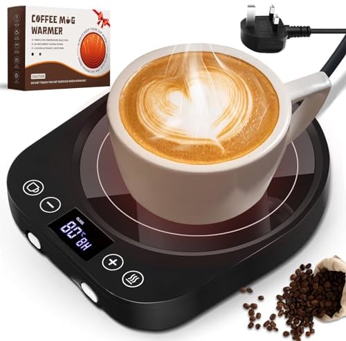 MQFORU Coffee Mug Warmer, Smart Cup Warmer with Gravity Sensor, 9 Temperature Settings, 1-9H Timing, 4H Auto Shut Off, Cup Warmer for Heating Coffee, Tea, Milk, Coco, Candle