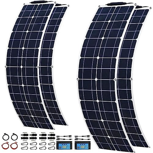 800w Flexible Solar Panel 18v Battery Charger with 10A Controller Solar Battery Power for Mobile Phone Car Yacht Caravan,4x200