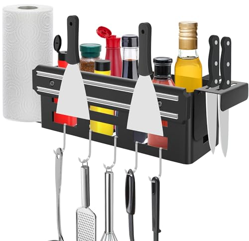 Panier de cuisson pour barbecue Blackstone 43,2 cm/55,9 cm/71,1 cm/91,4 cm - Accessoires de barbecue - Économie d'espace - Avec un porte-outils magnétique et un porte-serviettes en papier