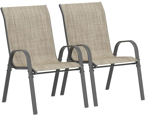 Amopatio 2er Set Gartenstühle Stapelbar, FQ 0715, Braun