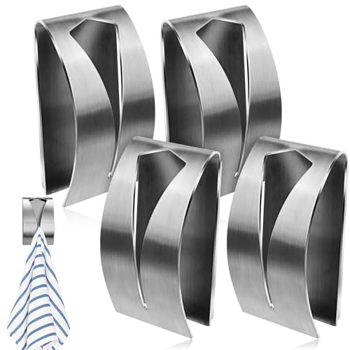 Hzyclzh 4 Piezas Juego de Ganchos Adhesivos, Colgador Trapos Cocina, Autoadhesivo Fuerte gancho de pared, Trapos Cocina Toalleros, para Toallas para Baño,Cocina y Sala de Estar