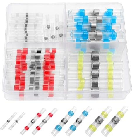 YIXISI 70 Pezzi Set Guaine Termorestringenti Saldanti, Connettori per Saldatura, Terminali Elettrici Isolato Impermeabili, Connettore Termoretraibile, Terminali a Saldare, 26-10 AWG