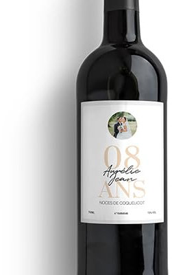 CADEAUX.COM - Bouteille de vin personnalisée anniversaire de mariage - Noces de Coquelicot