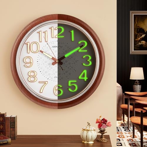 Wanduhr Vintage, 30CM Leuchtende Wanduhr Ohne Tickgeräusche, Wanduhren Wohnzimmer Genaue Zeitmessung, Wanduhr Groß Leicht Ablesbare Wanduhren, Uhr Wand Uhr Küchenuhr Wanduhr Wohnzimmer,Wanduhr Küche