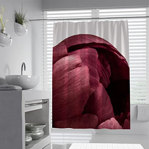 Via Vela Pflanze Duschvorhang rote Rose Blume Eleganter Blumen-Duschvorhang Hotelqualität Einfach zu installierendes Badezimmer-Badewannen-Dekor-Set mit Haken 150x180 cm