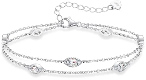 LOUISA SECRET Pferdeaugen Armband Damen 925 Sterling Silber Zirkonia Gold Armbänder Verstellbar Valentinstag Muttertag Geburtstags Weihnachten Geschenk für Sie Frauen Freundin mama