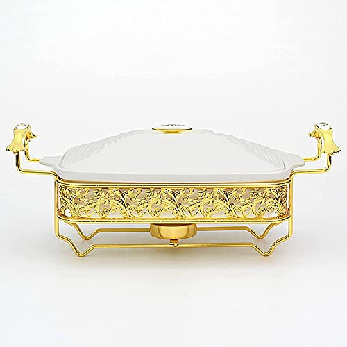 Scaldavivande Per Buffet Di Feste, Set Di Scaldavivande Per Buffet, Vassoio Scaldavivande, Set Di Scaldavivande Rettangolare In Acciaio Inossidabile Con Motivo Ad Acqua Dorata Con Padella Per Scal