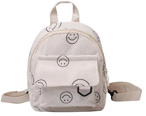 Gardsell Kleiner Rucksack für Damen, niedlicher Mini-Rucksack, Geldbörse, ästhetischer Rucksack, kleiner Cord-Rucksack, Mini-Geldbörse, Beige, Small, Kleiner Rucksack