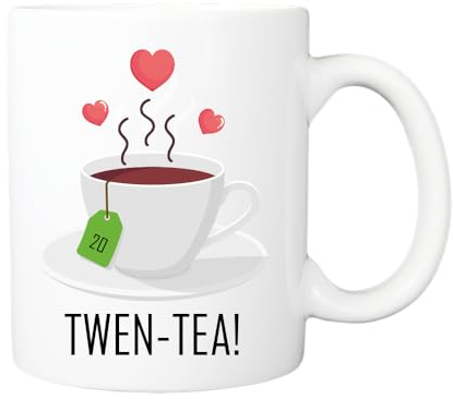 Pickhut Printed Coffee Mug - TWEN-Tea Design, Daughter 20th Birthday Gift, 325ml Cup, Tea Lover Pun