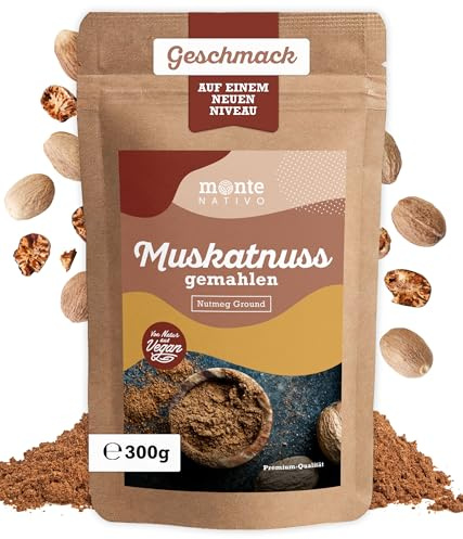 Noce Moscata macinata Monte Nativo (300g) - Noce Moscata di Qualità Superiore - Noce Moscata macinata per Cucinare, perfetta per Curry e Chai - Ideale per grattare la noce moscata