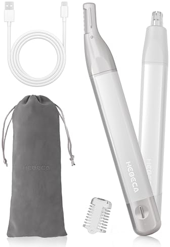 HEBECA Cortapelos Nariz y oreja Hombre Mujer - Recortador Pelos Nariz Electrica 2 en 1 - Corta Pelos Nariz y Orejas Profesional Electrica Recargable Cuerpo de Metal Recortador Impermeable Portátil