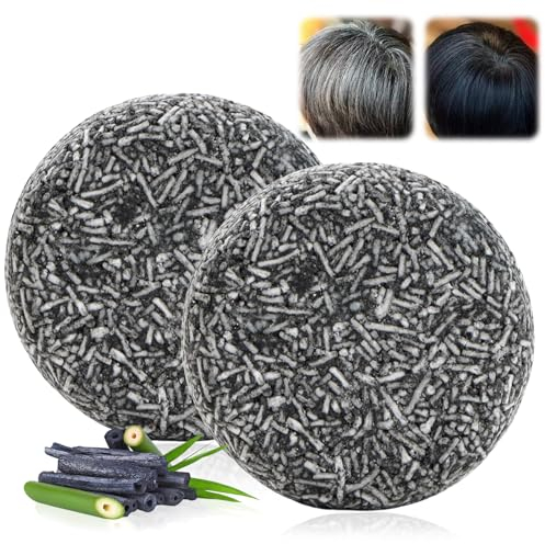 Grau Glanz Seife Anti Grey Bar Graue Haare Anti Gray Bar Soap Cover Grau Glanz Haar Revitalisierungsbar Bambuskohle Schwarze Seife für Graues Haar Kopfhaut Reinigen und Erfrischen Ölkontrolle