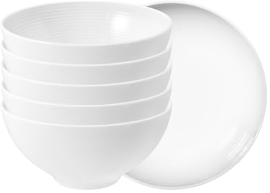 Seltmann Weiden Beat Müslischalen 6er Set, ø 15,7 cm, Schalen/Schüsseln mit Rillenrelief, Porzellan, Weiß