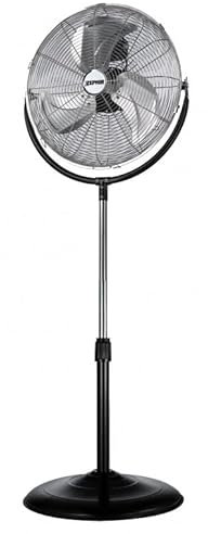 Generico Zephir Ventilatore a piantana Acciaio Cromato/nero Pala 50 cm 3 velocità 3 pale altezza regolabile max 150cm potenza 120W
