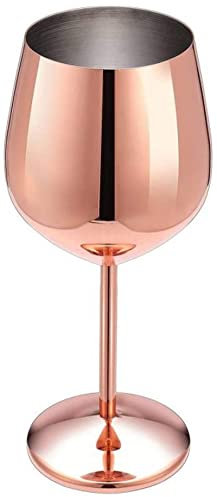 ULPUDFAO Verre À Vin Acier Inoxydable cuivre plaqué cuivre Simple Couche Verre Verre Verre Cocktail Verre 500ml vin de vin de 500 ML de Lunettes de Champagne Verre À Vin Rouge(Rose Gold 1pc)