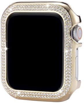 MILESTEM Glitzer Diamant Uhrgehäuse Kompatibel mit Apple Watch 40mm 44mm 41mm 45mm Tasche, Bling Schutzhülle Aluminium Bumper Kratzfest Gehäuse Hülle Kompatibel mit iWatch Series 9/8/7/6/5/4/SE