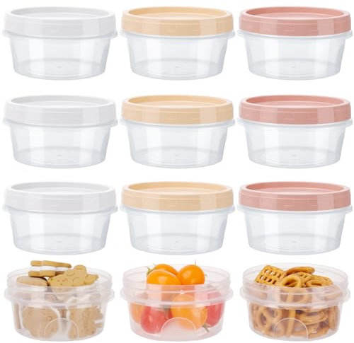 12PCS Small Food Containers with Lids, 300ml Reusable Round BPA-Free Airtight Freezer Containers Food Storage Boxs with Twist Top Lids for Kitchen Meal Prep, Microwave/Dishwasher/Freezer Safe