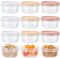 12PCS Small Food Containers with Lids, 300ml Reusable Round BPA-Free Airtight Freezer Containers Food Storage Boxs with Twist Top Lids for Kitchen Meal Prep, Microwave/Dishwasher/Freezer Safe