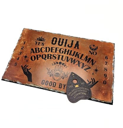 Ouija Brett aus Schiefer 24x39 cm Hexenbrett Schiefertafel mit Planchette Wahrsagen Geisterbrett Deko Halloween