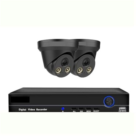 Kit Sistema NVR, Kit di videosorveglianza Telecamera Dome 4K Poe Kit di telecamere di Sicurezza IP Impermeabile for Esterni Set Visione Notturna a Colori Kit NVR 8CH(2T,10CH NVR 2pcs Camera)