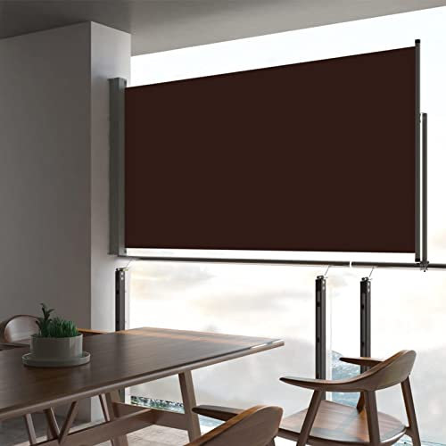 Somanki Ausziehbare Seitenmarkise, Sichtschutz Terrasse, Windschutz Terrasse, Terrassen-sichtschutz, Trennwand Balkon, Markise Seitenwand, 160x300 cm Braun
