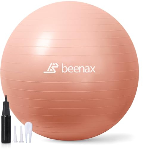 Beenax Thick Strong Exercise Pregnancy Ball 55cm 65cm 75cm, Anti-Burst Gym Swiss Ball with Pump Included for Yoga, Fitness, Labour, Pilates, Stability, Balance