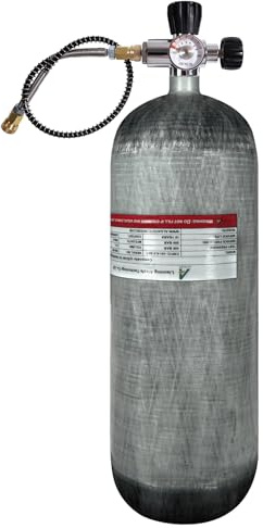 TUXING 4500Psi Kohlefaser-Tauchflasche 9L 9000CC Hochdruck-Verbundzylinder, Tauchflasche, Tieftauch-Gasflasche, PCP-Luftflasche für Tieftauchen und Schnorcheln (9L PCP-Luftflasche + Ventil A)