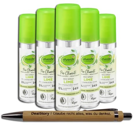 5er Pack Deo Spray Lime Limette Salbei, 75 ml + Kugelschreiber