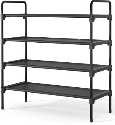 Kitsure Schuhregal für Schrank, stabile Schuhablage für den Eingangsbereich, platzsparendes kleines Schuhschrank Schmal und Schuhschrank, 70.0 cm Wide - 4 Tier, schwarz