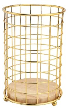 Chopsticks Storage Rack,Chopsticks Drainer Basket,Makeup Brush Holder,Makeup Brush Storage Bucket,Utensil Holder for Kitchen(Style 1-Gold)