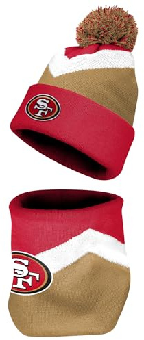 FOCO NFL Unisex-Erwachsene Offiziell lizenziertes Primär-Logo, Team-Farbe, 2er-Pack, Halswärmer, Gamasche und Strickmütze mit Bündchen, San Francisco 49Ers, Einheitsgröße