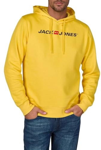 JACK & JONES Hoodie Herren mit Druck JJMORTY Regular Fit Kapuzenpullover | Pullover Sweatshirt Schwarz Grün Gelb Grau Rot S M L XL XXL 3XL 4XL 5XL 6XL 7XL 8XL