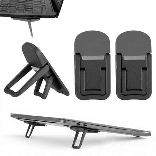 IANFAN 2 Pcs Keyboard Feet Replacement, Foldable Laptop Riser, 40mm | Dual Tilt Angle Adjustment (25mm, with Self-Adhesive Base, for Most Keyboards, Plastic Stands, Holds Up to 10KG, Black