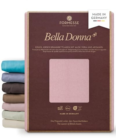 Bella Donna Jersey edles Spannbettlaken: Blickdicht, glatt, kein Pilling | FORMESSE Farbe Altrosé; 70x190-80x220cm, bis 30cm; 97% Baumwollzwirn, 3% Elastan; Aloe vera&Arganöl, intensive Farben