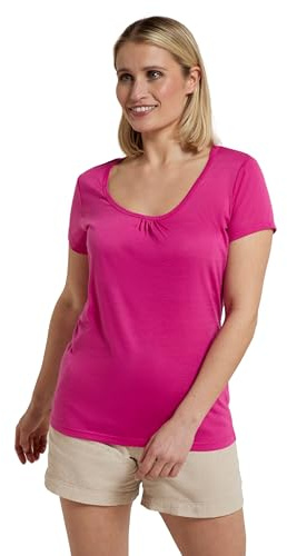 Mountain Warehouse Agra Womens T-Shirt - Lightweight Ladies Shirt, Quick Dry, Breathable Tee, Sweat Wicking Tee Shirt - for Spring Summer & Outdoors Bright Pink 16