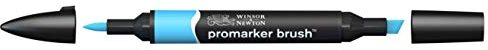 Winsor & Newton 0204621 BrushMarker (Für Zeichnungen, Kalligraphie, Design und Layouts, streifenfreies Zeichnen mit Keil und Pinselspitze) himmelblau
