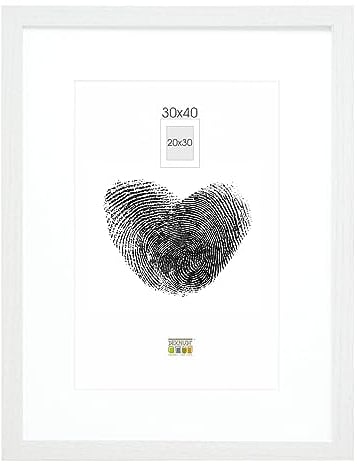 DEKNUDT FRAMES Bilderrahmen mit Passepartout - Weiss - S66KF1 P1 30x40cm für Bild 20x30cm - Bilderrahmen Holz MDF - Bilder aufhängen