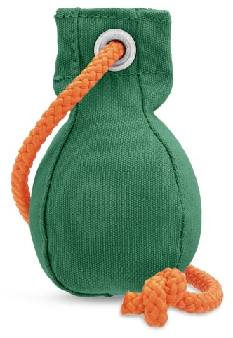 Romneys Dummyball 150g - Robuster Hundespielzeug mit extra langem Wurfseil; für die Such- und Markierfähigkeit (grün)