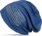 styleBREAKER Beanie Mütze USA Flaggen Design mit Strass-Applikationen, Unisex, Jersey leicht Übergang Frühling Herbst, Farbe:Blau meliert