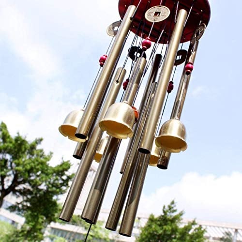 BWINKA chinesische traditionelle erstaunliche 10 Tubes 5 Glocken Bronze-Garten das Leben im Freien Windspiele 85cm Bringen Geld-Glück