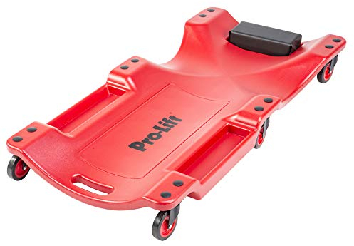 Pro-Lift Mechanic Plastic Creeper 40 Inch - Blow Molded Ergonomic HDPE Body with Padded Headrest & Dual Tool Trays - 158 KG Capacity Red