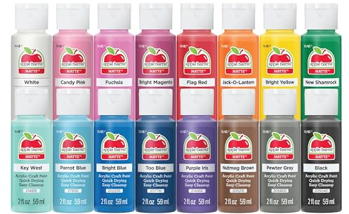 Apple Barrel, Vibrant Spectrum Collection Acrylic Craft Paint, PROMOABIII, 2 fl oz each, 16 assorted matte colors, 16 count
