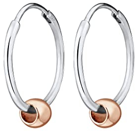 Elli Ohrringe Damen Creole Kugel Geo Basic Bi-Color in 925 Sterling Silber