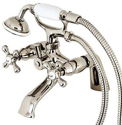 Kingston KS267PN Deck-Mount Clawfoot Tub Faucet, Polished Nickel