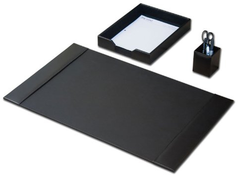 Dacasso D1437 Schwarz Bonded Leder 3-Teiliges Schreibtisch-Set